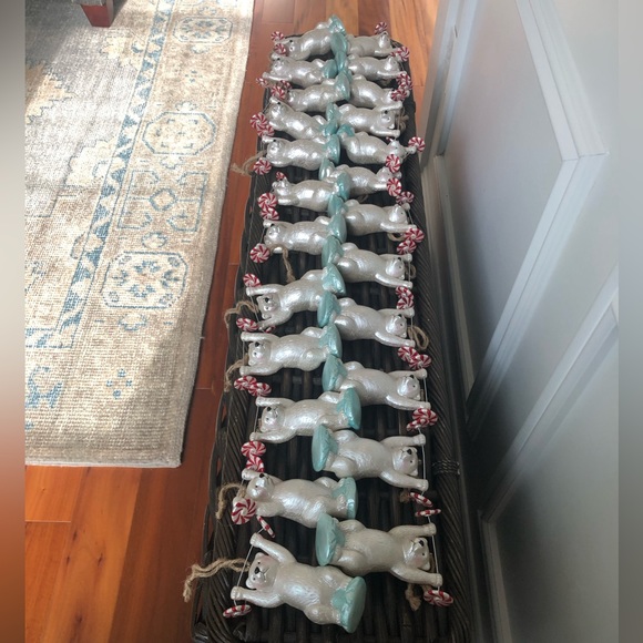 Set of 24 Pottery Barn Kids Mercury Polar Bear Weight Lifter Ornaments - Picture 2 of 7